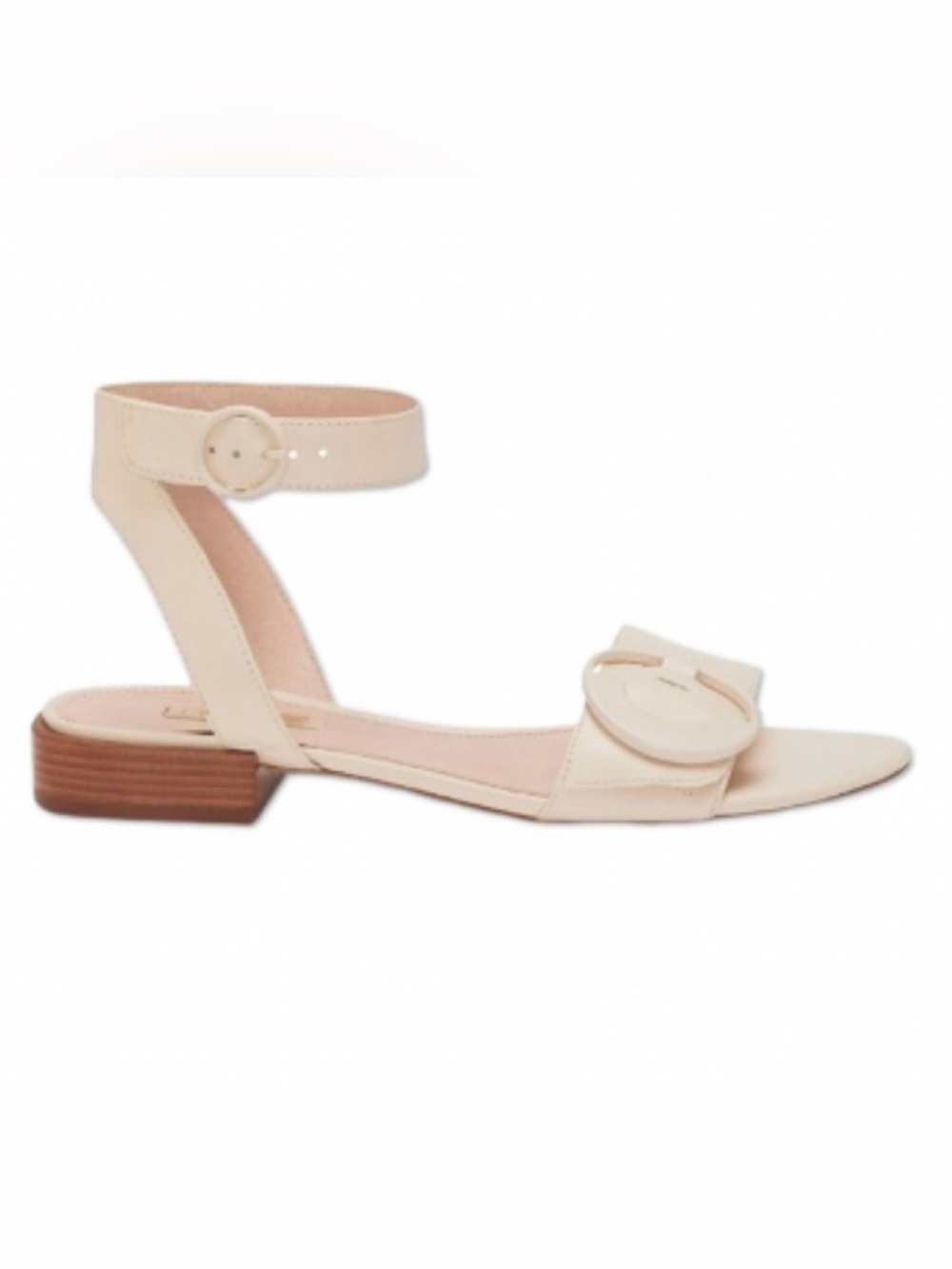 Louise et Cie Austin Parchment white Buckle Low Heel Sandal Size 38/ 7.5
